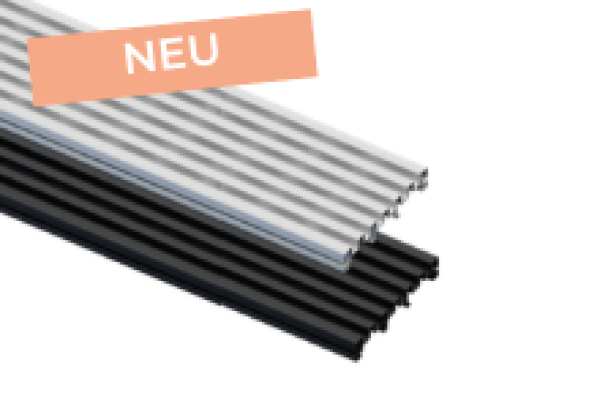 Detail von 2 Silvadec Terrassenlüftungsgittern in Schwarz und Grau